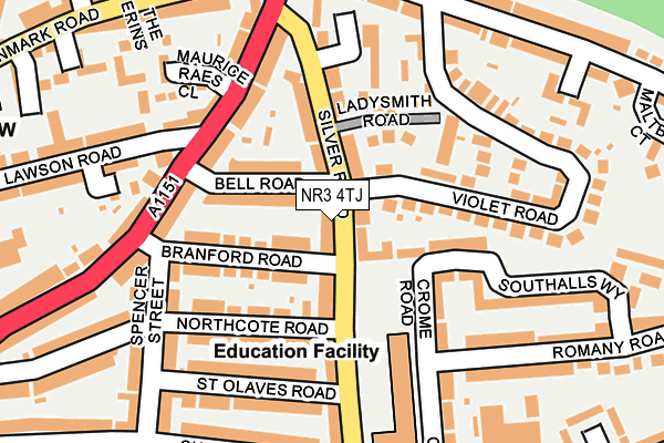 NR3 4TJ map - OS OpenMap – Local (Ordnance Survey) NR3 4TJ map - OS OpenMap – Local (Ordnance Survey)