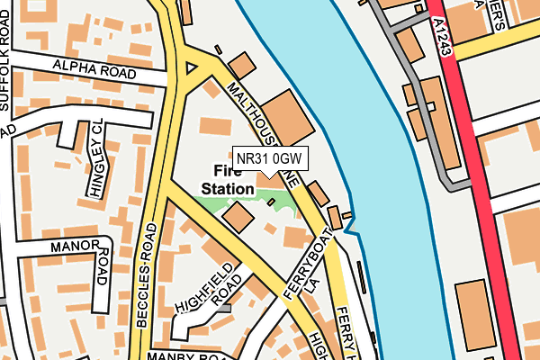 NR31 0GW map - OS OpenMap – Local (Ordnance Survey) NR31 0GW map - OS OpenMap – Local (Ordnance Survey)