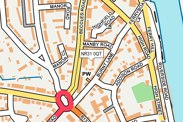 NR31 0QT map - OS OpenMap – Local (Ordnance Survey) NR31 0QT map - OS OpenMap – Local (Ordnance Survey)