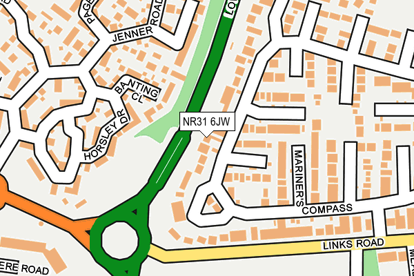 NR31 6JW map - OS OpenMap – Local (Ordnance Survey) NR31 6JW map - OS OpenMap – Local (Ordnance Survey)