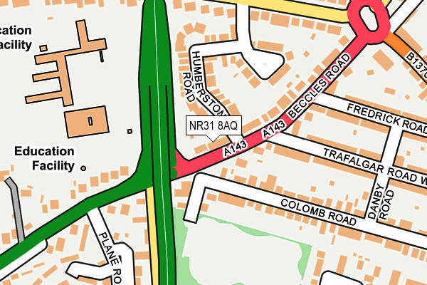 NR31 8AQ map - OS OpenMap – Local (Ordnance Survey) NR31 8AQ map - OS OpenMap – Local (Ordnance Survey)