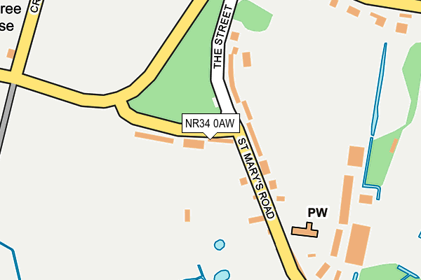 NR34 0AW map - OS OpenMap – Local (Ordnance Survey) NR34 0AW map - OS OpenMap – Local (Ordnance Survey)