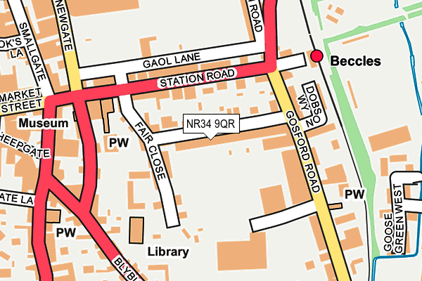NR34 9QR map - OS OpenMap – Local (Ordnance Survey) NR34 9QR map - OS OpenMap – Local (Ordnance Survey)