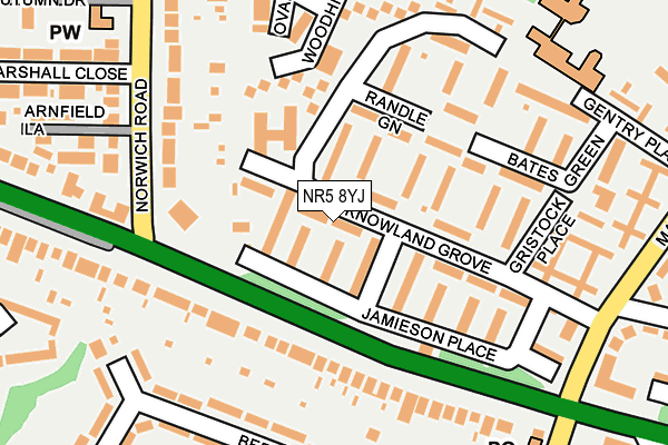 NR5 8YJ map - OS OpenMap – Local (Ordnance Survey) NR5 8YJ map - OS OpenMap – Local (Ordnance Survey)