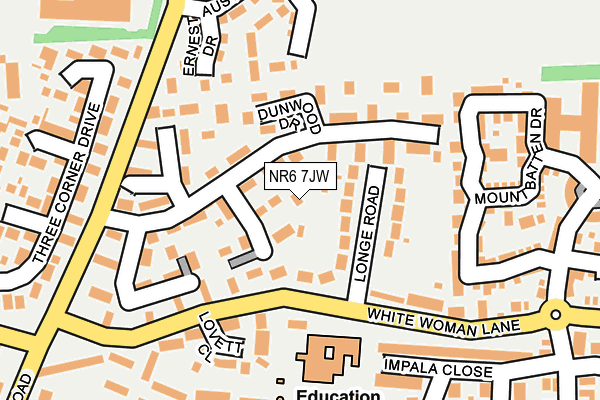NR6 7JW map - OS OpenMap – Local (Ordnance Survey) NR6 7JW map - OS OpenMap – Local (Ordnance Survey)