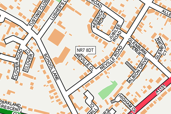 NR7 8DT map - OS OpenMap – Local (Ordnance Survey) NR7 8DT map - OS OpenMap – Local (Ordnance Survey)