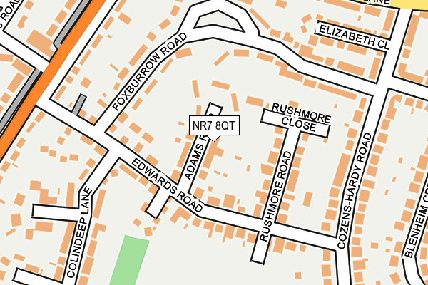 NR7 8QT map - OS OpenMap – Local (Ordnance Survey) NR7 8QT map - OS OpenMap – Local (Ordnance Survey)