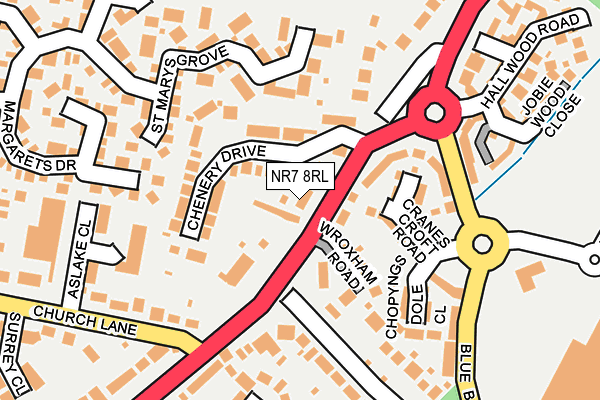 NR7 8RL map - OS OpenMap – Local (Ordnance Survey) NR7 8RL map - OS OpenMap – Local (Ordnance Survey)