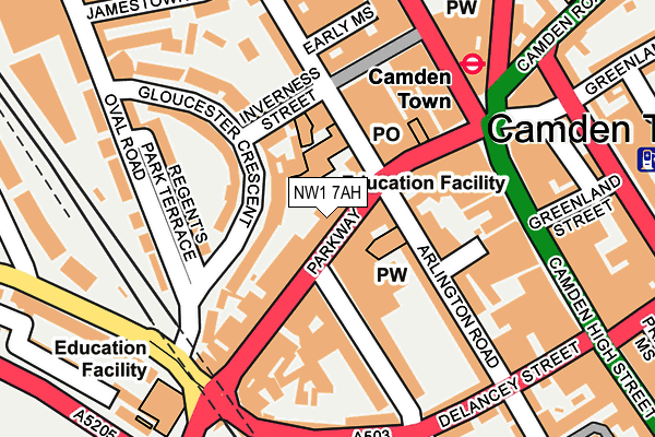 NW1 7AH map - OS OpenMap – Local (Ordnance Survey) NW1 7AH map - OS OpenMap – Local (Ordnance Survey)