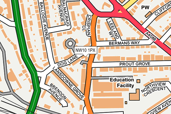 NW10 1PX map - OS OpenMap – Local (Ordnance Survey) NW10 1PX map - OS OpenMap – Local (Ordnance Survey)