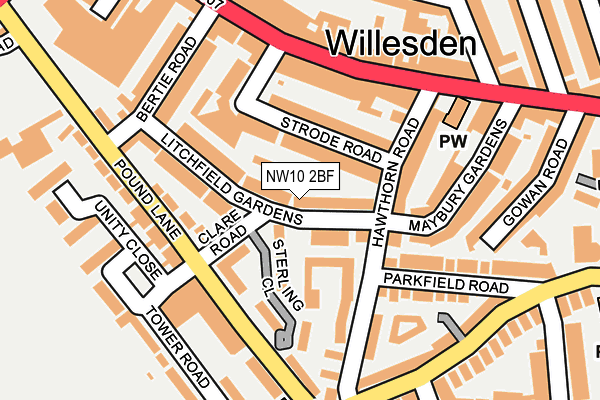 NW10 2BF map - OS OpenMap – Local (Ordnance Survey) NW10 2BF map - OS OpenMap – Local (Ordnance Survey)