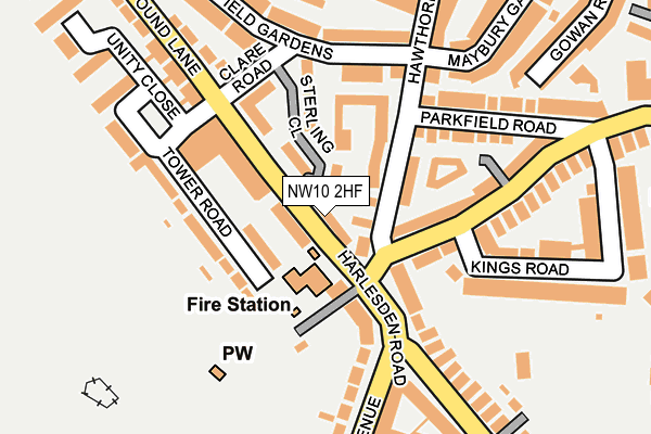 NW10 2HF map - OS OpenMap – Local (Ordnance Survey) NW10 2HF map - OS OpenMap – Local (Ordnance Survey)