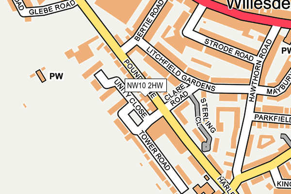 NW10 2HW map - OS OpenMap – Local (Ordnance Survey) NW10 2HW map - OS OpenMap – Local (Ordnance Survey)
