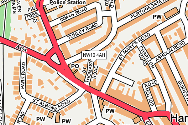 NW10 4AH map - OS OpenMap – Local (Ordnance Survey) NW10 4AH map - OS OpenMap – Local (Ordnance Survey)