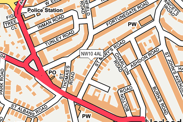 NW10 4AL map - OS OpenMap – Local (Ordnance Survey) NW10 4AL map - OS OpenMap – Local (Ordnance Survey)