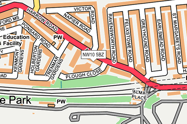 NW10 5BZ map - OS OpenMap – Local (Ordnance Survey) NW10 5BZ map - OS OpenMap – Local (Ordnance Survey)