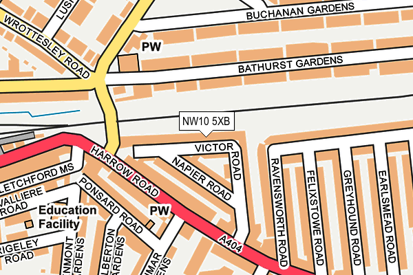 NW10 5XB map - OS OpenMap – Local (Ordnance Survey)