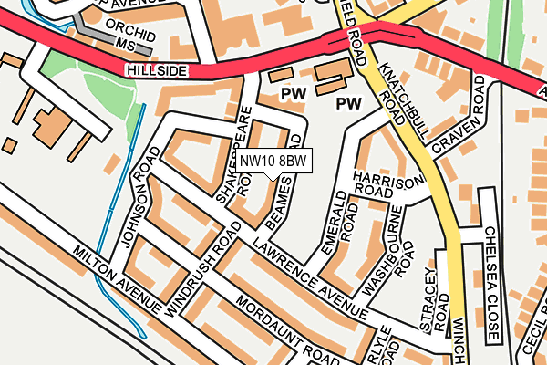 NW10 8BW map - OS OpenMap – Local (Ordnance Survey) NW10 8BW map - OS OpenMap – Local (Ordnance Survey)
