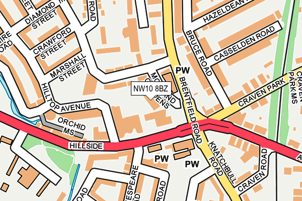 NW10 8BZ map - OS OpenMap – Local (Ordnance Survey) NW10 8BZ map - OS OpenMap – Local (Ordnance Survey)