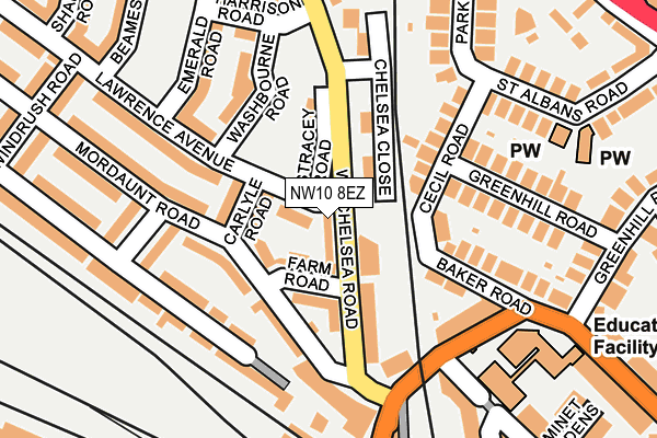 NW10 8EZ map - OS OpenMap – Local (Ordnance Survey) NW10 8EZ map - OS OpenMap – Local (Ordnance Survey)