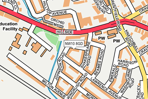 NW10 8GD map - OS OpenMap – Local (Ordnance Survey) NW10 8GD map - OS OpenMap – Local (Ordnance Survey)