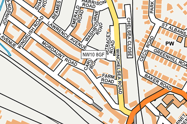 NW10 8GF map - OS OpenMap – Local (Ordnance Survey) NW10 8GF map - OS OpenMap – Local (Ordnance Survey)