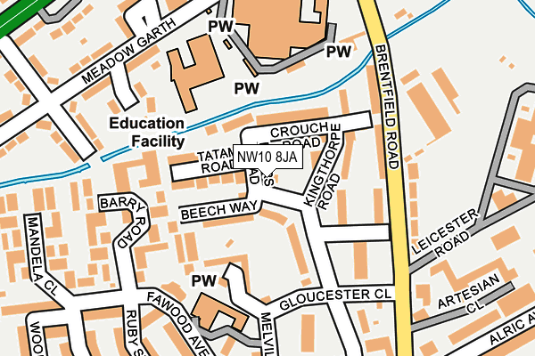 NW10 8JA map - OS OpenMap – Local (Ordnance Survey) NW10 8JA map - OS OpenMap – Local (Ordnance Survey)
