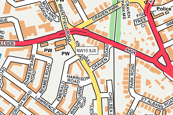 NW10 8JX map - OS OpenMap – Local (Ordnance Survey) NW10 8JX map - OS OpenMap – Local (Ordnance Survey)