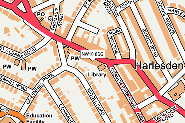 NW10 8SG map - OS OpenMap – Local (Ordnance Survey) NW10 8SG map - OS OpenMap – Local (Ordnance Survey)