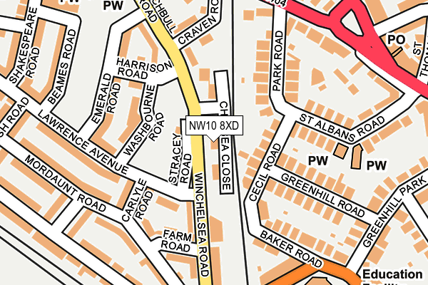 NW10 8XD map - OS OpenMap – Local (Ordnance Survey) NW10 8XD map - OS OpenMap – Local (Ordnance Survey)