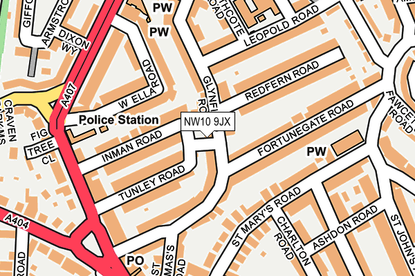 NW10 9JX map - OS OpenMap – Local (Ordnance Survey) NW10 9JX map - OS OpenMap – Local (Ordnance Survey)