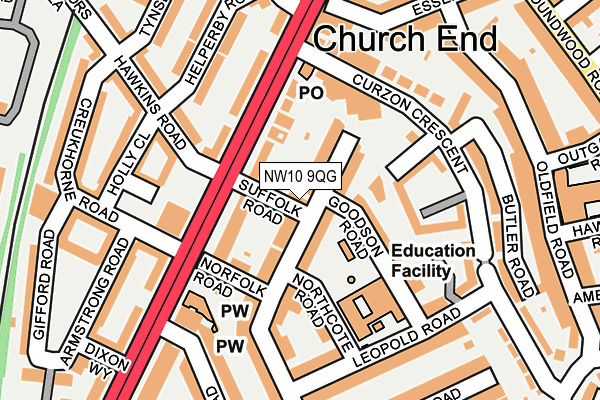 NW10 9QG map - OS OpenMap – Local (Ordnance Survey) NW10 9QG map - OS OpenMap – Local (Ordnance Survey)