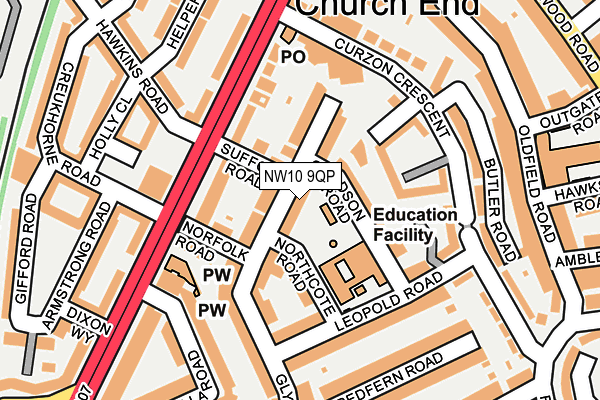 NW10 9QP map - OS OpenMap – Local (Ordnance Survey) NW10 9QP map - OS OpenMap – Local (Ordnance Survey)