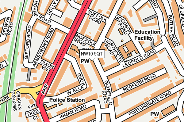 NW10 9QT map - OS OpenMap – Local (Ordnance Survey)