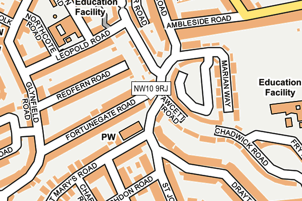 NW10 9RJ map - OS OpenMap – Local (Ordnance Survey) NW10 9RJ map - OS OpenMap – Local (Ordnance Survey)