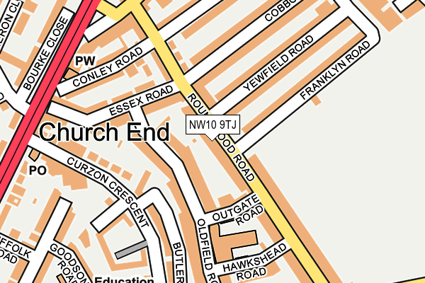 NW10 9TJ map - OS OpenMap – Local (Ordnance Survey)