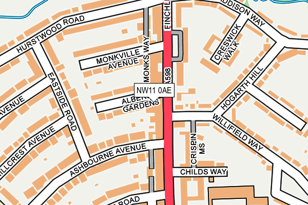 NW11 0AE map - OS OpenMap – Local (Ordnance Survey) NW11 0AE map - OS OpenMap – Local (Ordnance Survey)