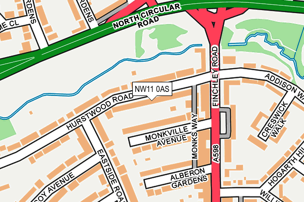 NW11 0AS map - OS OpenMap – Local (Ordnance Survey) NW11 0AS map - OS OpenMap – Local (Ordnance Survey)