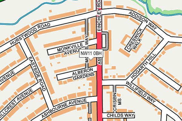 NW11 0BH map - OS OpenMap – Local (Ordnance Survey) NW11 0BH map - OS OpenMap – Local (Ordnance Survey)