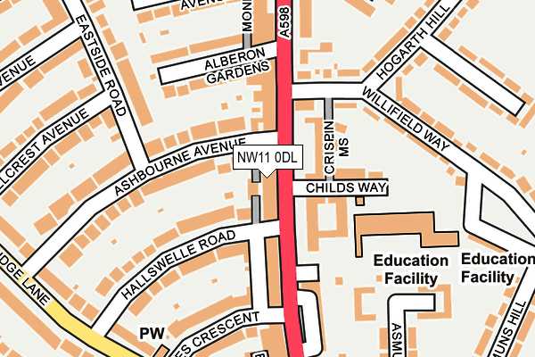NW11 0DL map - OS OpenMap – Local (Ordnance Survey)