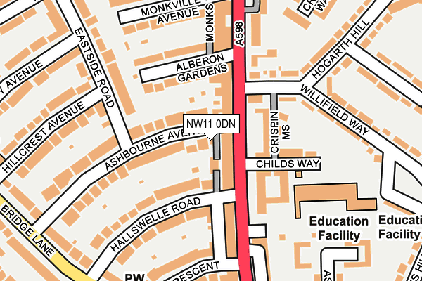 NW11 0DN map - OS OpenMap – Local (Ordnance Survey) NW11 0DN map - OS OpenMap – Local (Ordnance Survey)