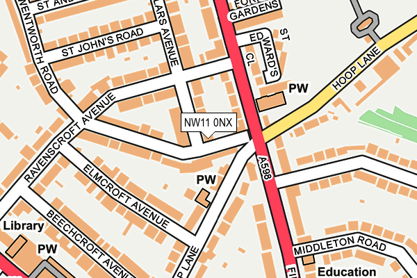 NW11 0NX map - OS OpenMap – Local (Ordnance Survey)
