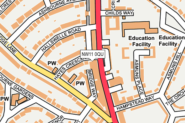 NW11 0QU map - OS OpenMap – Local (Ordnance Survey) NW11 0QU map - OS OpenMap – Local (Ordnance Survey)