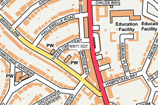 NW11 0QY map - OS OpenMap – Local (Ordnance Survey) NW11 0QY map - OS OpenMap – Local (Ordnance Survey)