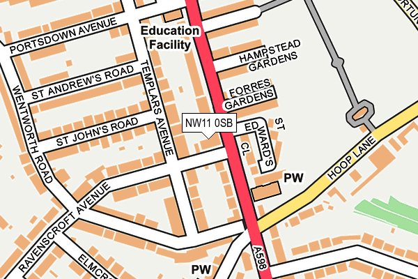 NW11 0SB map - OS OpenMap – Local (Ordnance Survey) NW11 0SB map - OS OpenMap – Local (Ordnance Survey)