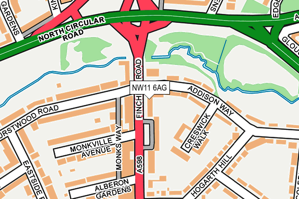 NW11 6AG map - OS OpenMap – Local (Ordnance Survey) NW11 6AG map - OS OpenMap – Local (Ordnance Survey)