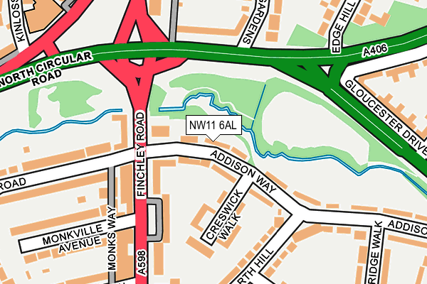 NW11 6AL map - OS OpenMap – Local (Ordnance Survey) NW11 6AL map - OS OpenMap – Local (Ordnance Survey)