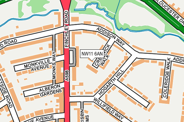 NW11 6AN map - OS OpenMap – Local (Ordnance Survey)