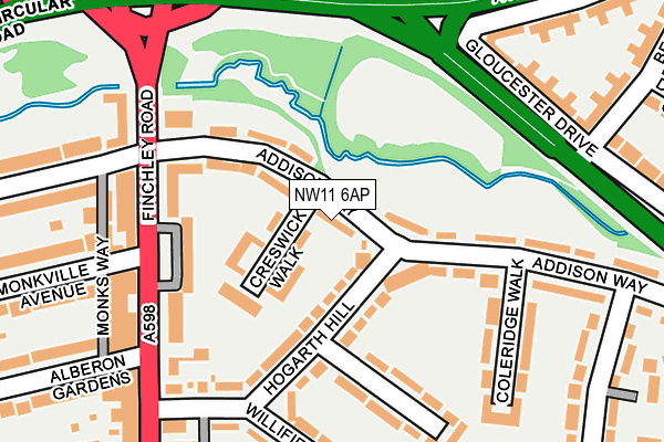 NW11 6AP map - OS OpenMap – Local (Ordnance Survey)