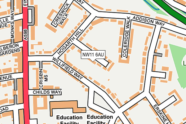 NW11 6AU map - OS OpenMap – Local (Ordnance Survey)